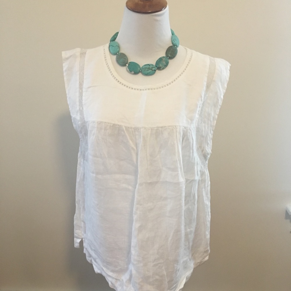 LOFT white linen tank size Large